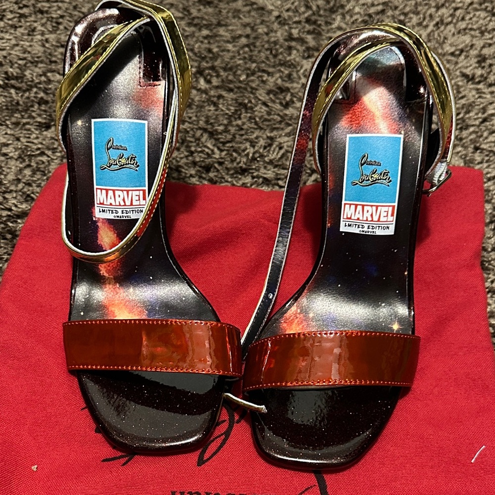 Christian Louboutin Marvel Edition Heels - Red and Gold